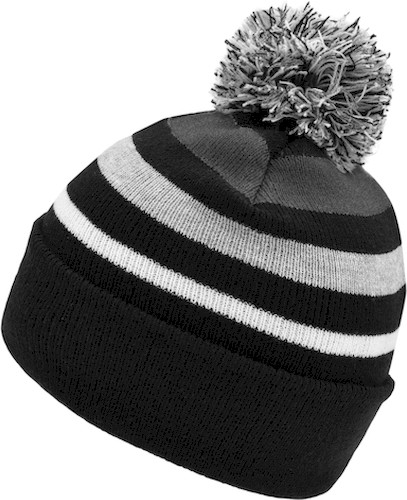 Myrtle Beach_MB7140_Striped Winter Beanie with Pompon